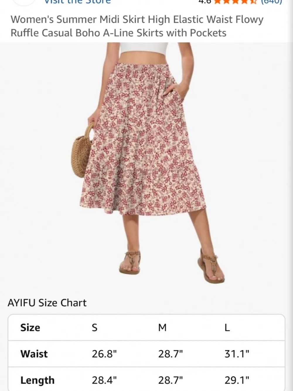New Floral Patterned Midi Skirt Women’s Size Medium